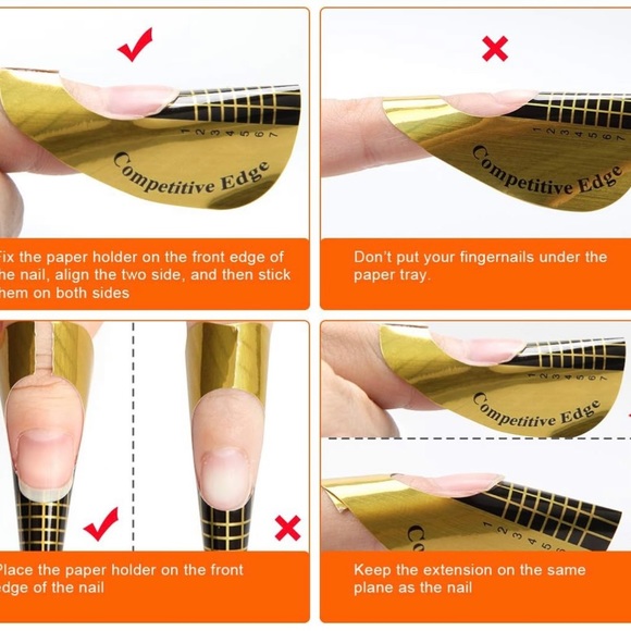 AHIER Nail Forms, 200PCS Acrylic Nail Forms, Gold Horseshoe Nail Extension Tips. - Picture 5 of 6